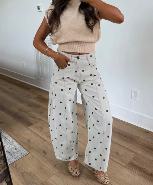 Retro Chestnut Polkadot Pants