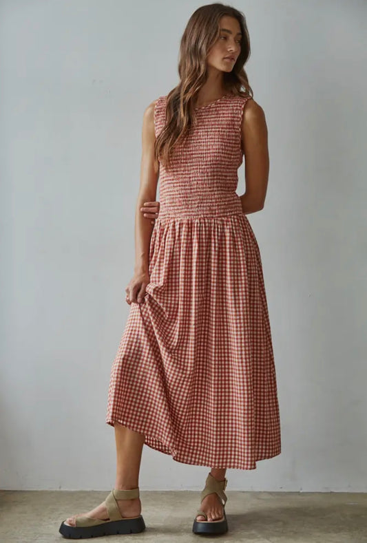 Gingham Flare Dress
