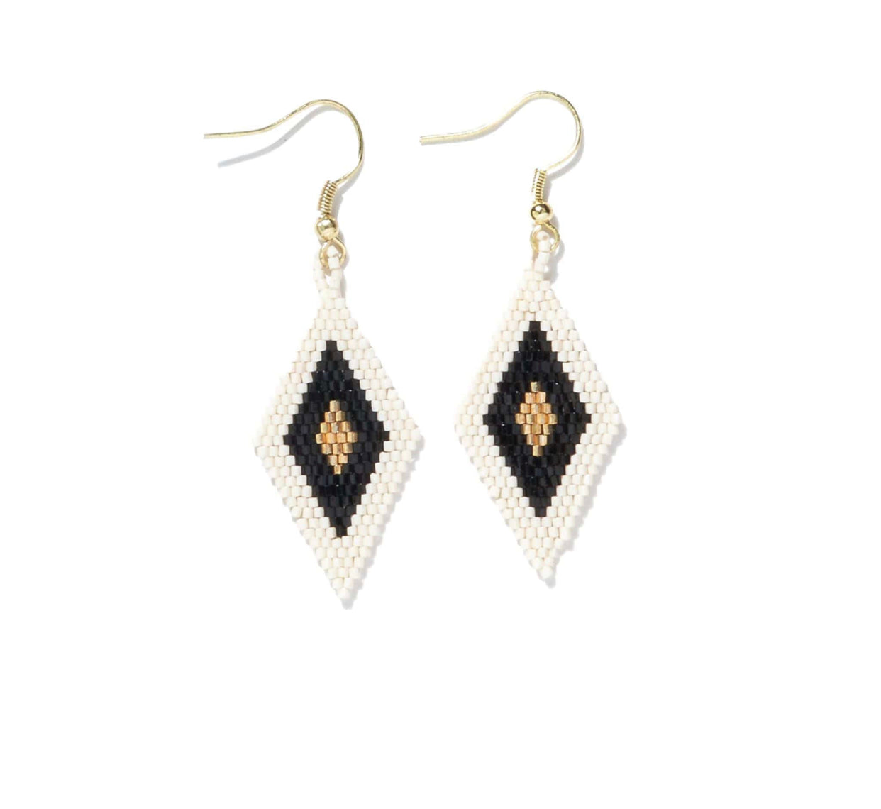 Two Color Beaded Triangle Earrings