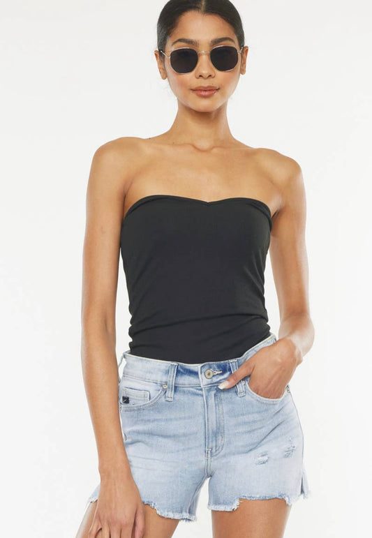 High Rise Medium Wash Shorts