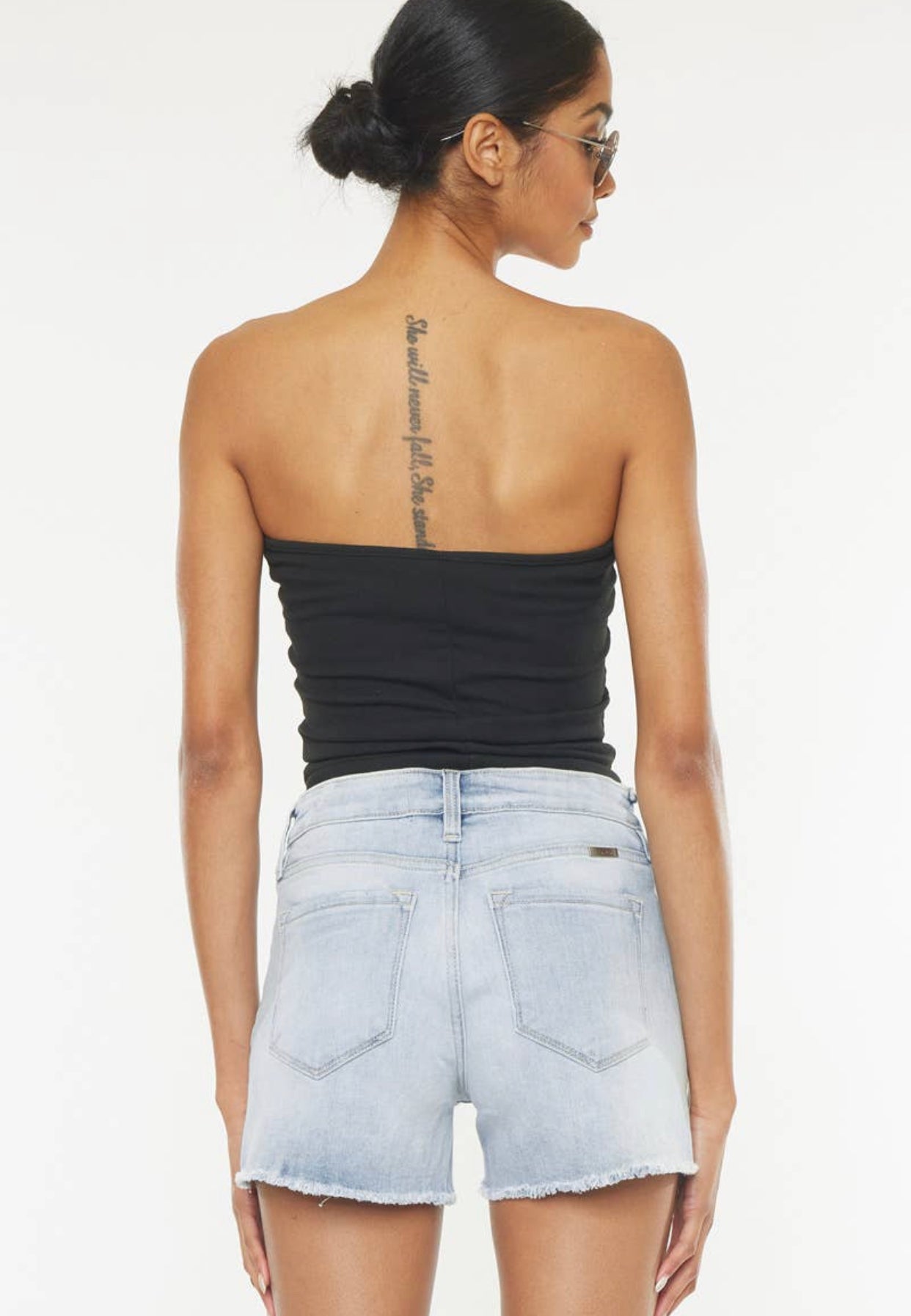 High Rise Medium Wash Shorts