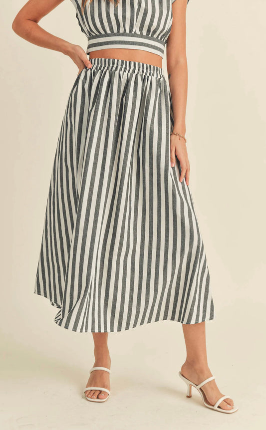 Striped Banded Waist Skirt