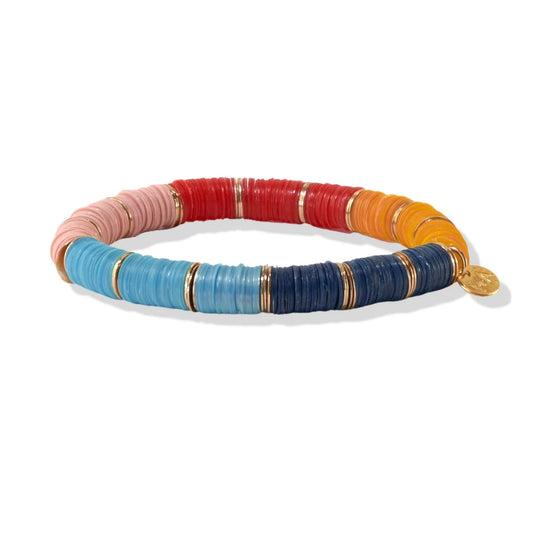 Navy Blue Blush Large Color Block Sequin Stretch Bracelet