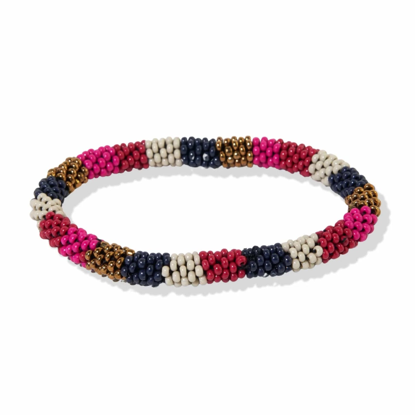Hot Pink Red Multi Stripe Slide and Stack Bracelet