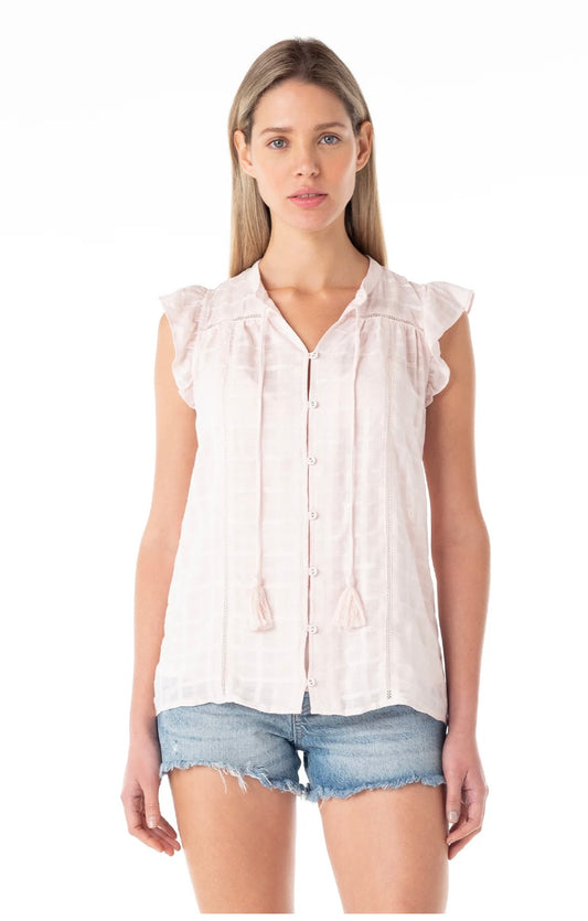 Flutter Sleeve Top w/ Lace Trim