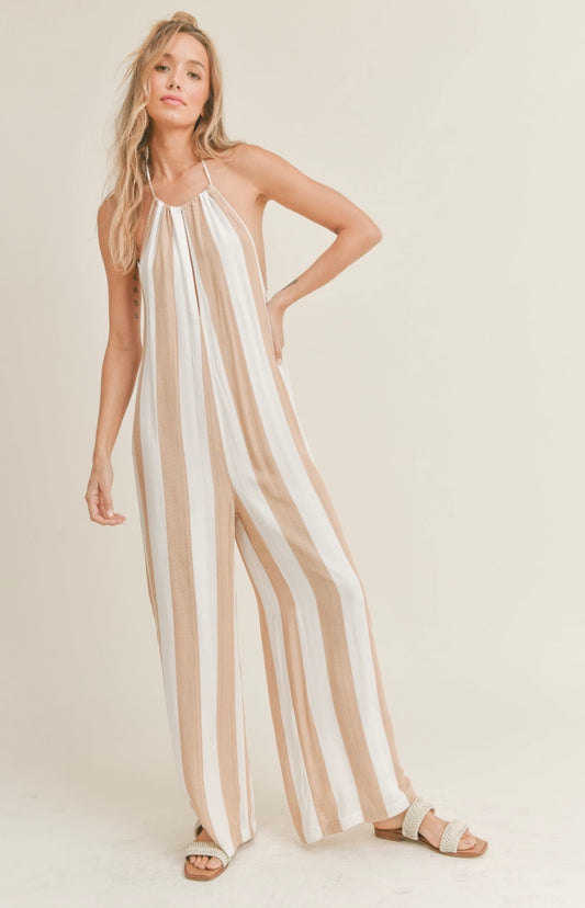 New Breeze Striped Halter Jumpsuit