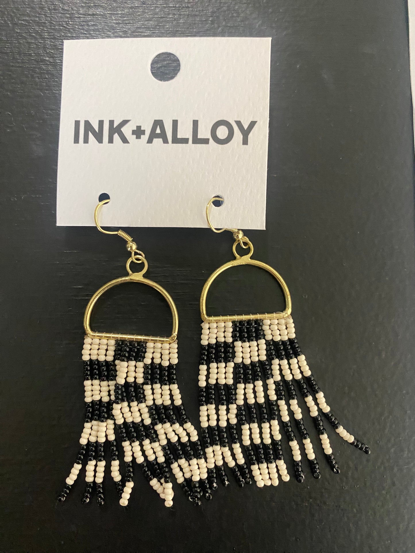 Checkered Fringed Earrings