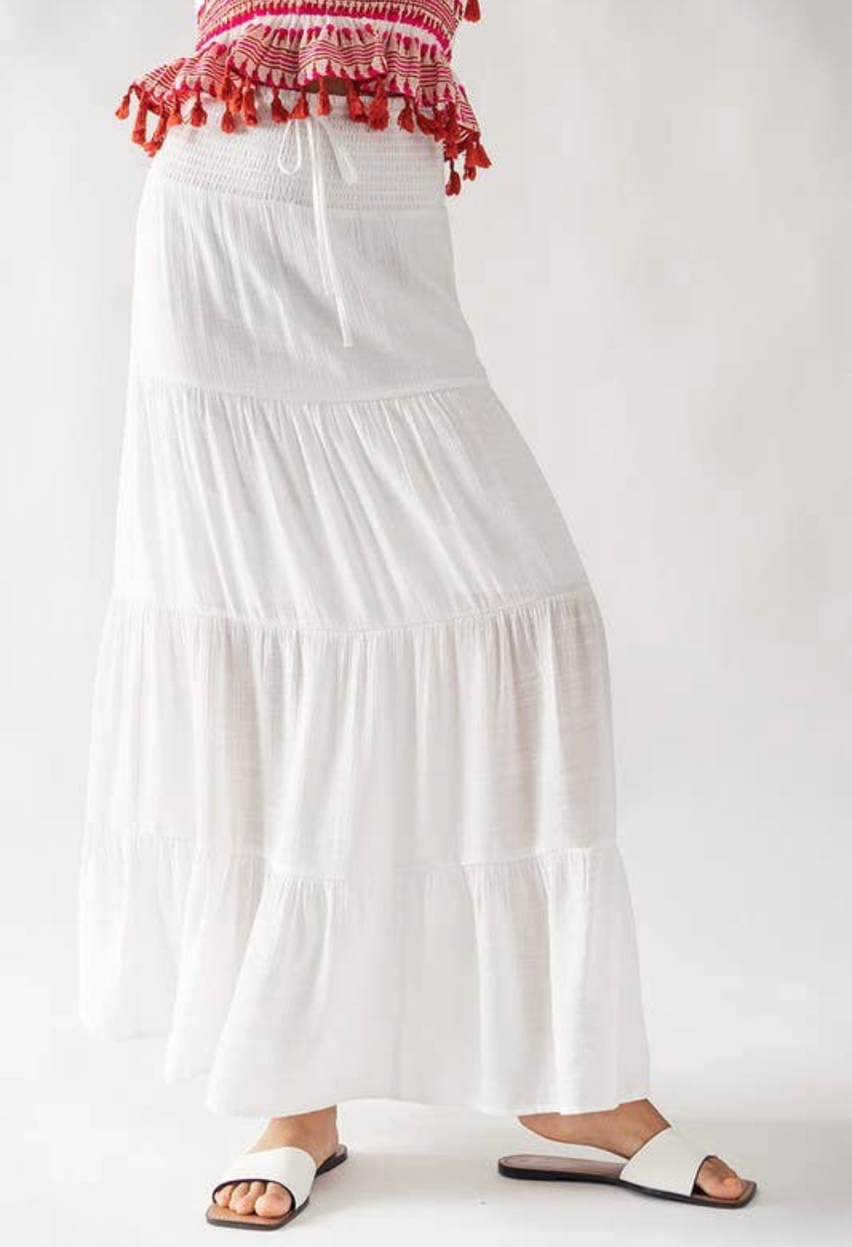 Smocked Tier Double Layer Skirt